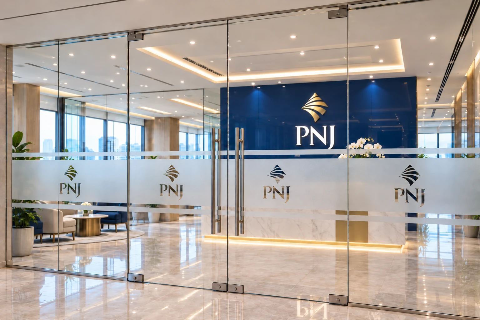 Công trình bóc decal mờ cũ và thay decal mới văn phòng PNJ