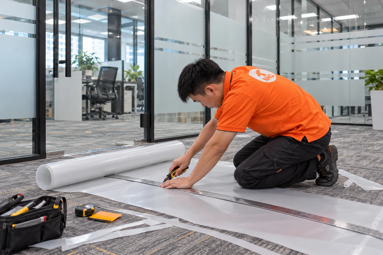 Quy mô dán decal mờ cửa kính văn phòng Thanh Xuân
