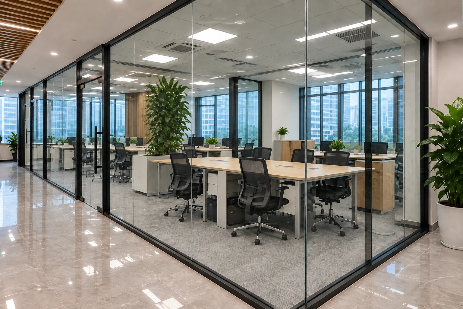 Hiện trạng cửa kính văn phòng trước khi dán decal mờ Thanh Xuân