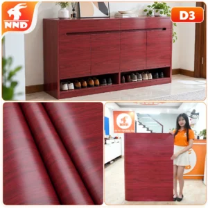 Cuộn decal vân gỗ D3 màu đỏ mận