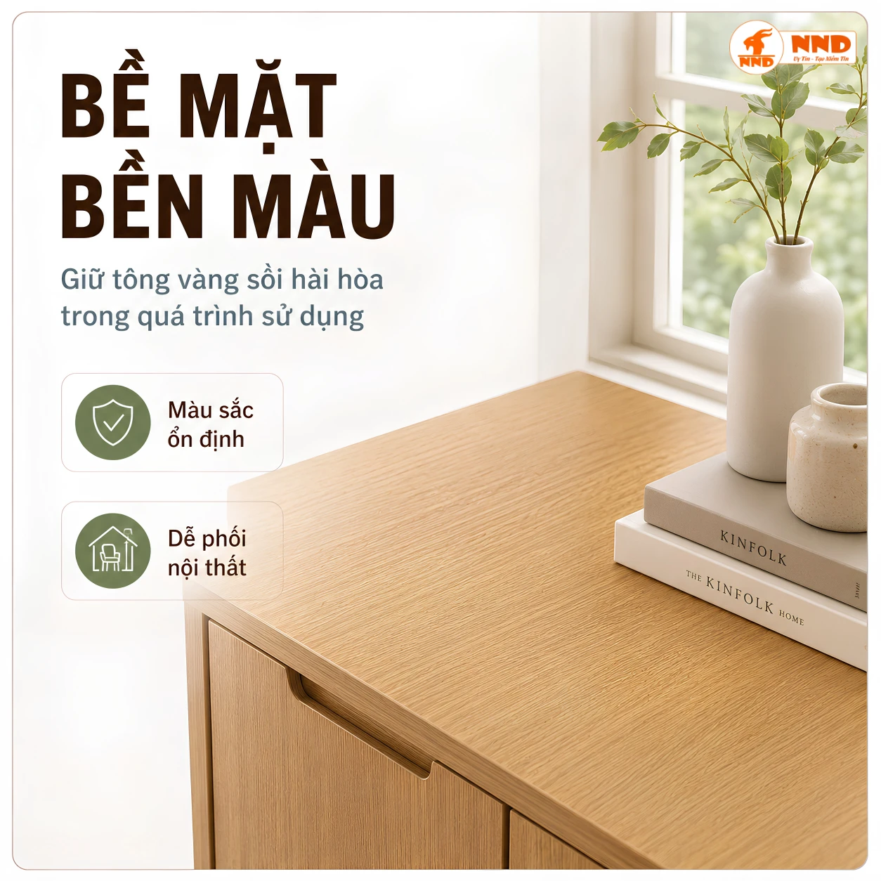 Cận cảnh bề mặt decal vân gỗ màu vàng sồi mã G1