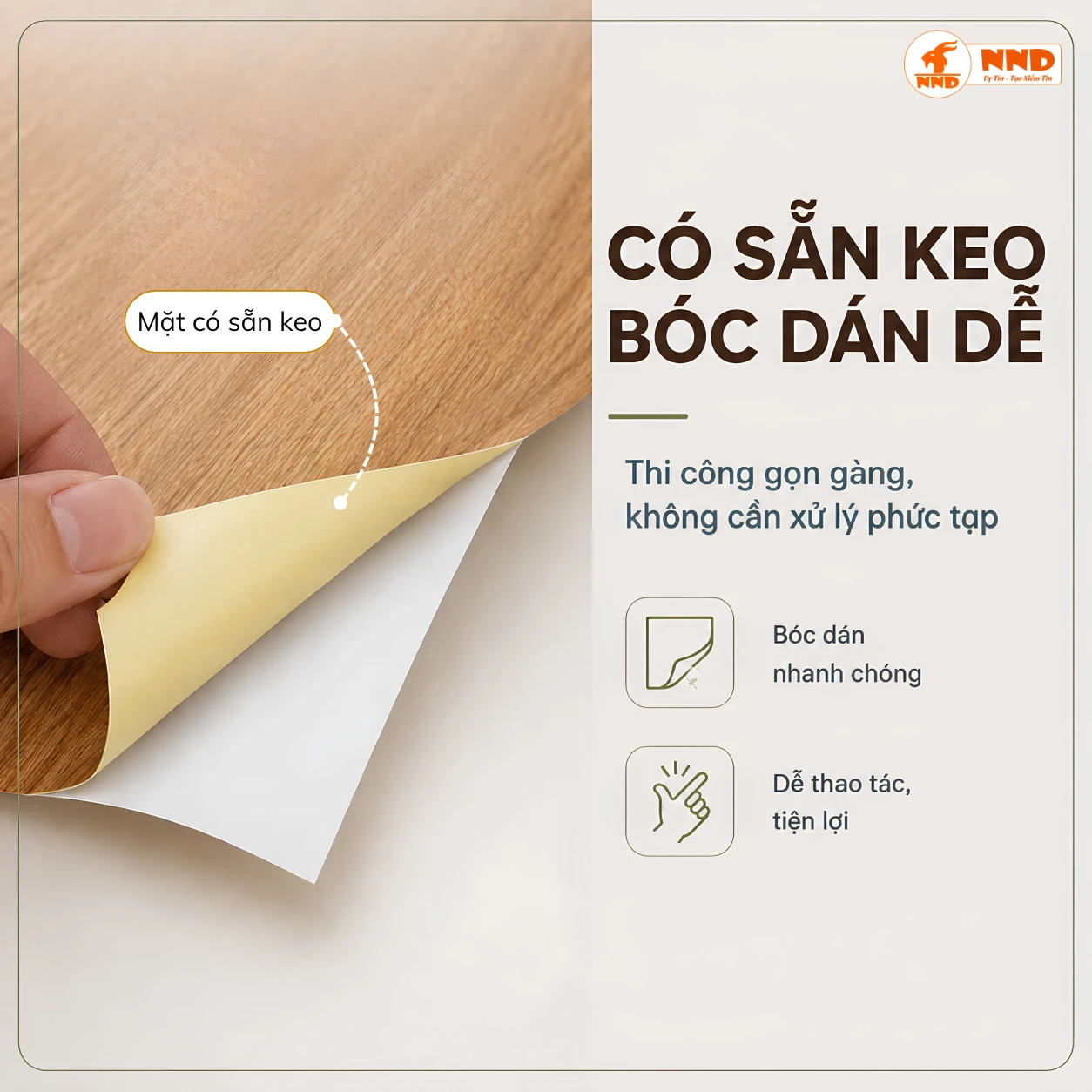 Chi tiết decal vân gỗ màu vàng sồi mã G1 có sẵn keo