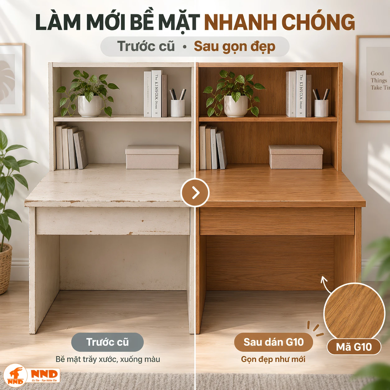 Decal vàng sồi G10 trang trí nội thất