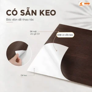 Chi tiết bề mặt mẫu decal vân gỗ nâu trầm G3