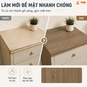 Mẫu decal giả gỗ vàng sáng mã G4 cho bàn và kệ