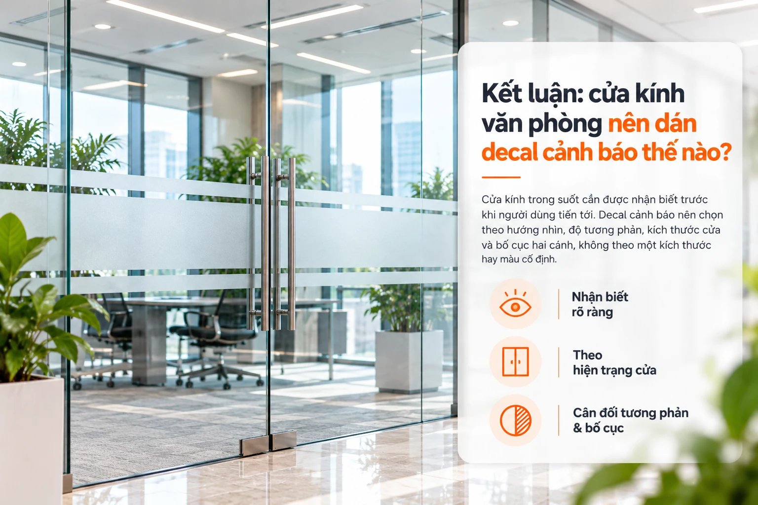 Decal cảnh báo cửa kính văn phòng nên dán thế nào