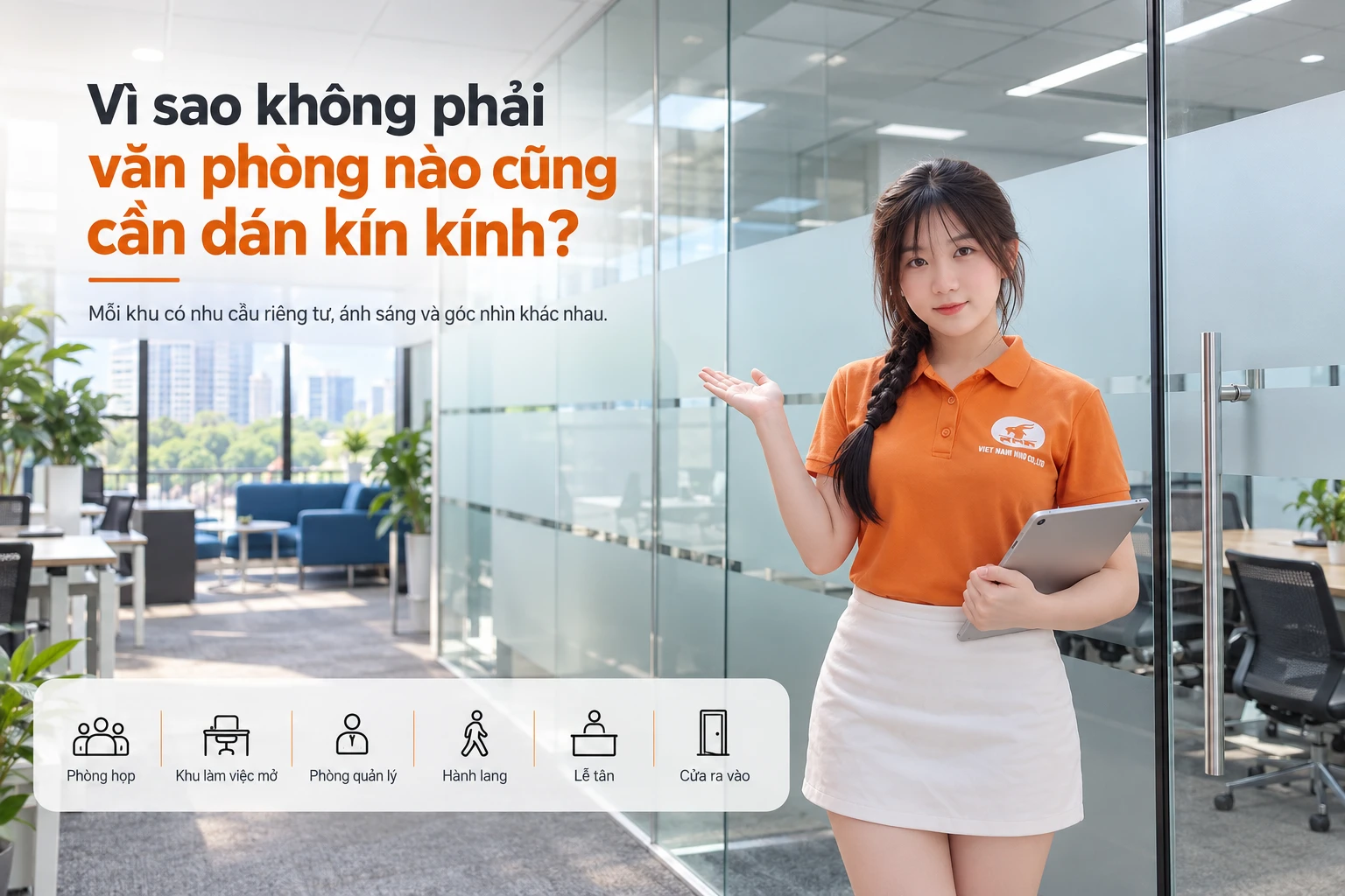 Không phải văn phòng nào cũng cần dán kín decal mờ